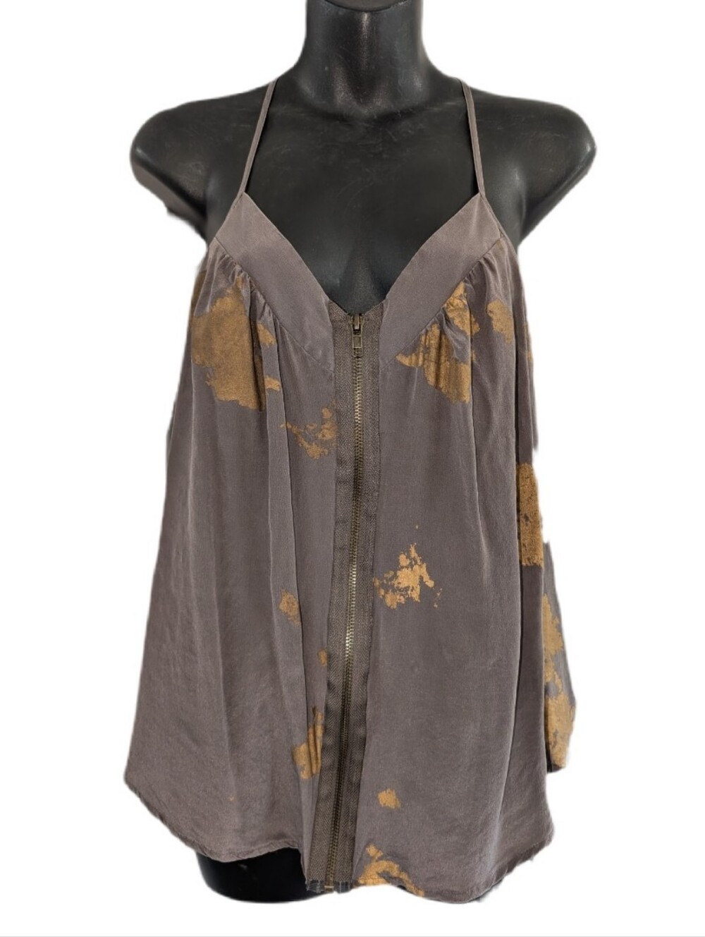 Silence & Noise Zip Front Strappy Camisole Tank Size M